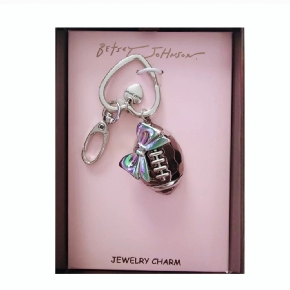 🏈▪️Betsey Johnson▪️ Football Bow Key Fob Bag Charm Holder